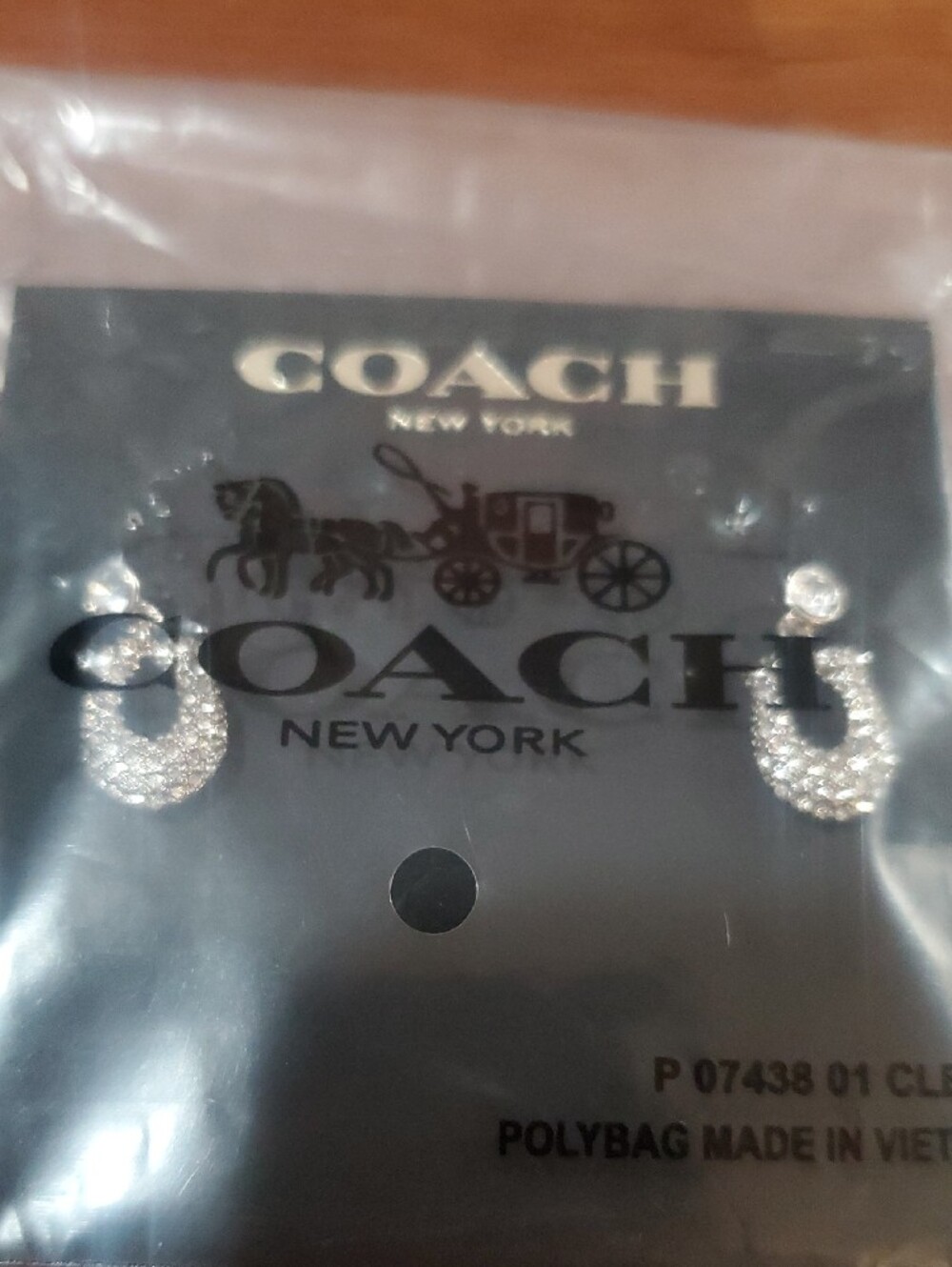 COACH Silver Crystal Open Loop Stud Earrings - Picture 7 of 7